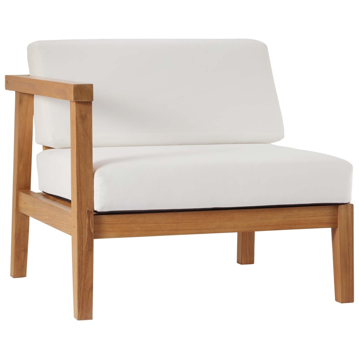 Bayport Outdoor Patio Teak Wood Left-Arm Chair, Natural White