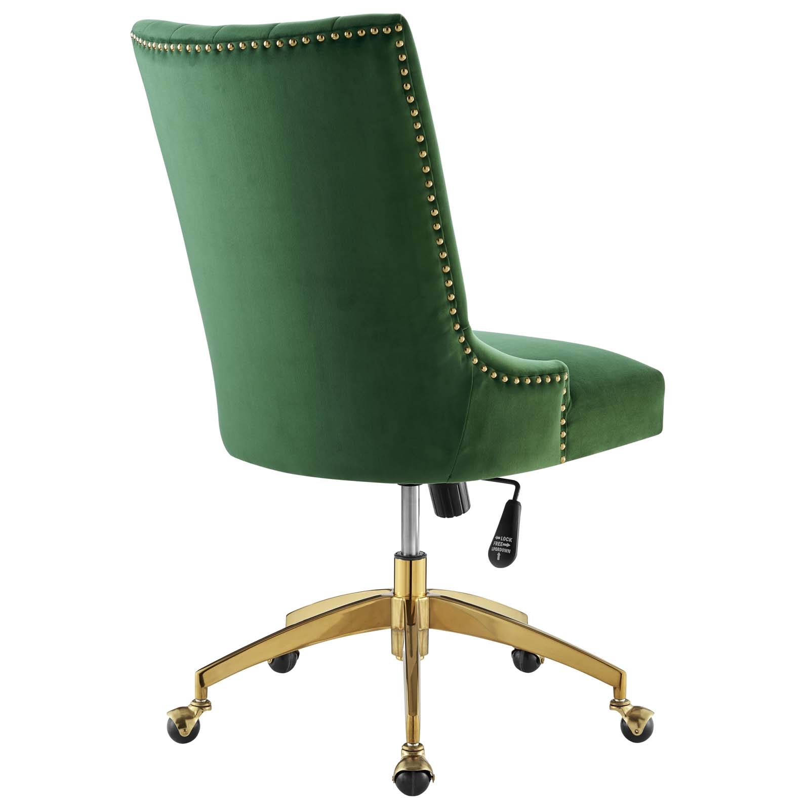 Empower Channel Tufted Performance Velvet Office Chair, Gold Emerald