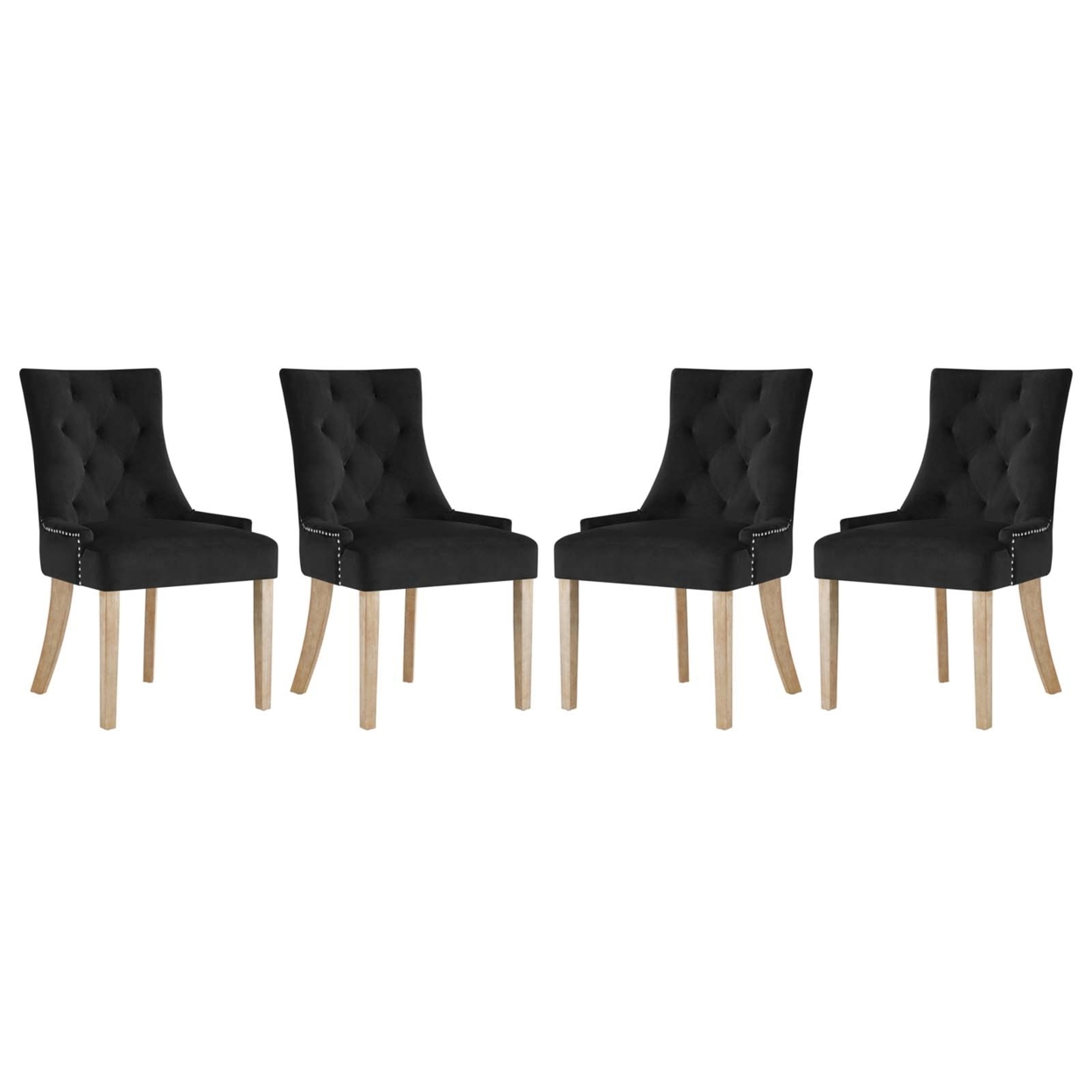 Pose Dining Chair Performance Velvet Set Of 4, Black