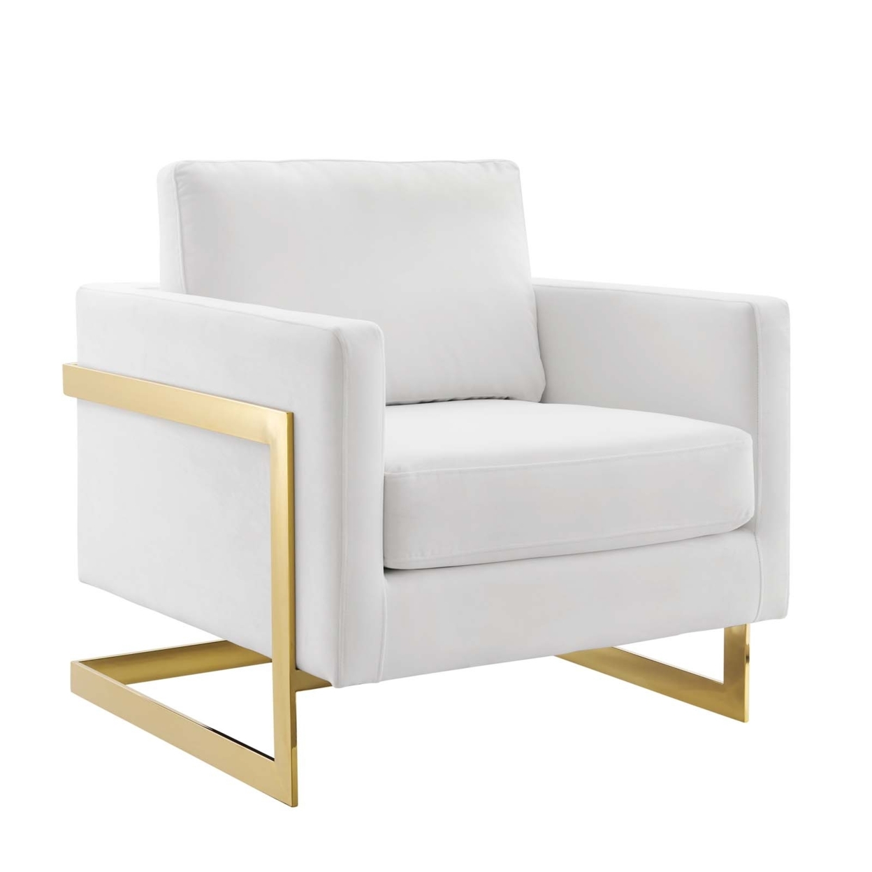 Posse Performance Velvet Accent Chair, Gold White