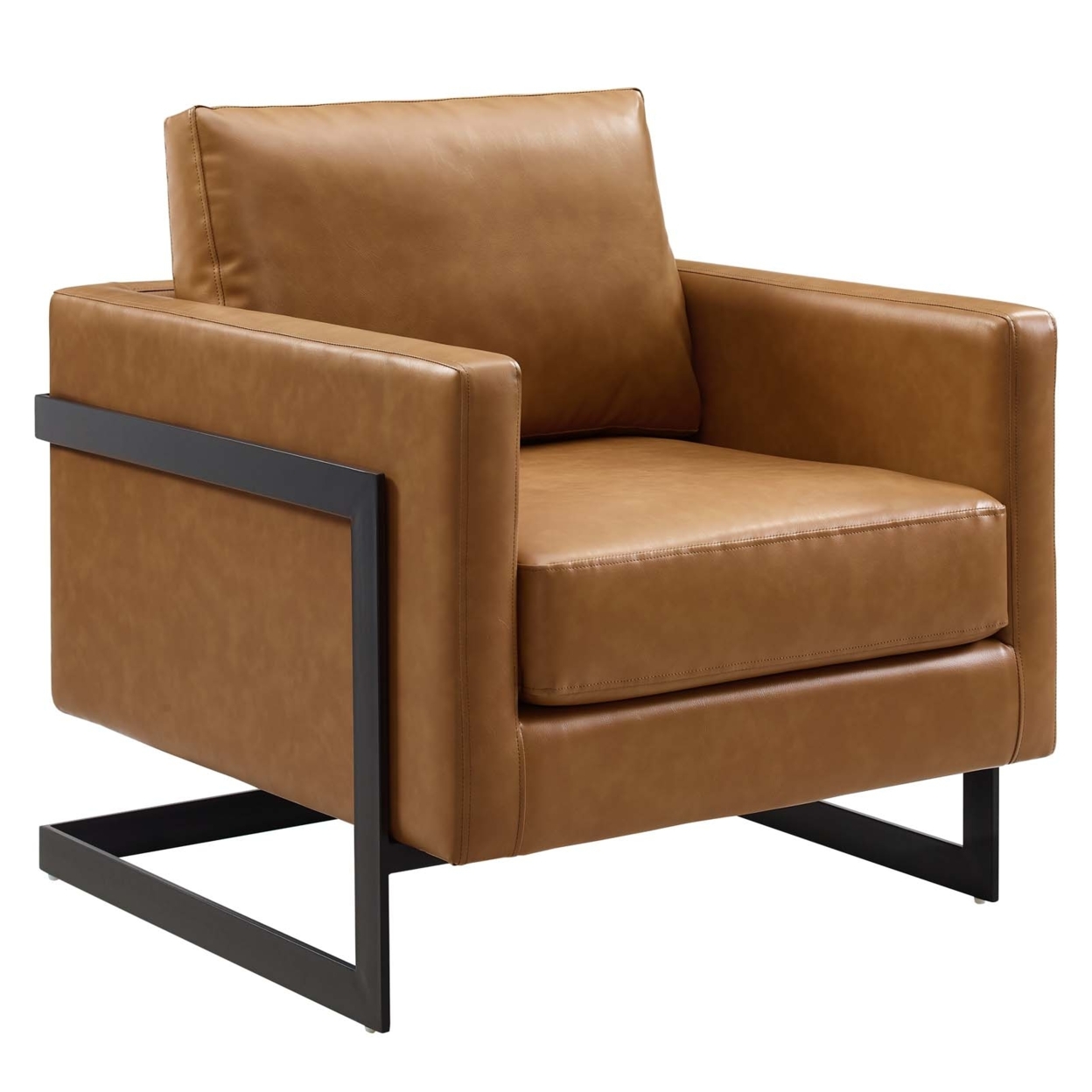 Posse Vegan Leather Accent Chair, Black Tan