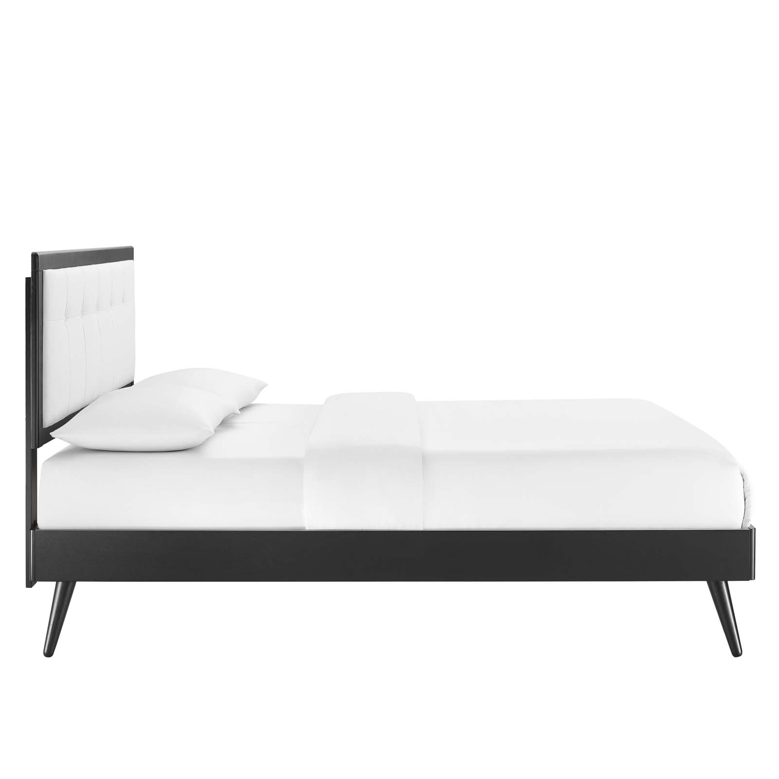 Willow Full Wood Platform Bed With Splayed Legs, Black White