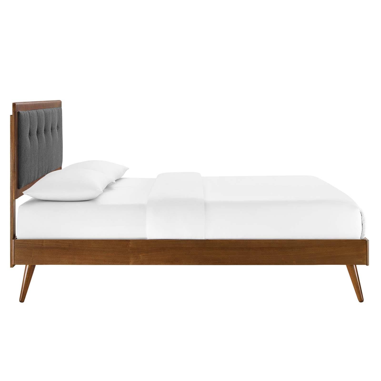 Willow King Wood Platform Bed With Splayed Legs, Walnut Charcoal