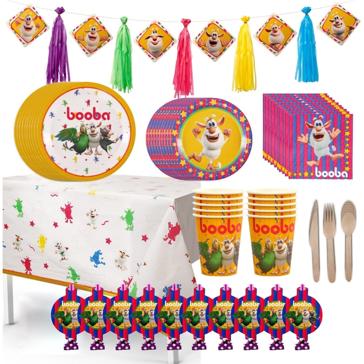 Booba Cartoon Official Birthday Party In A Box 82pc Set Decorating Kit Napkins Cups Utensils Mighty Mojo