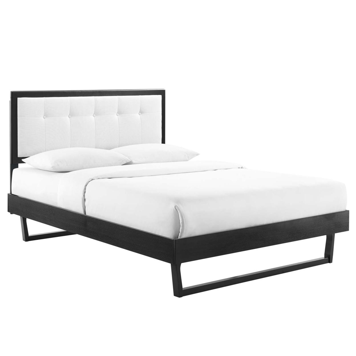 Willow Twin Wood Platform Bed With Angular Frame, Black White