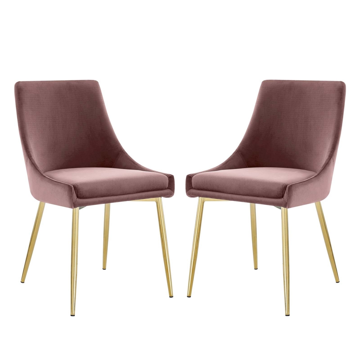 Viscount Performance Velvet Dining Chairs - Set Of 2, Gold Dusty Rose