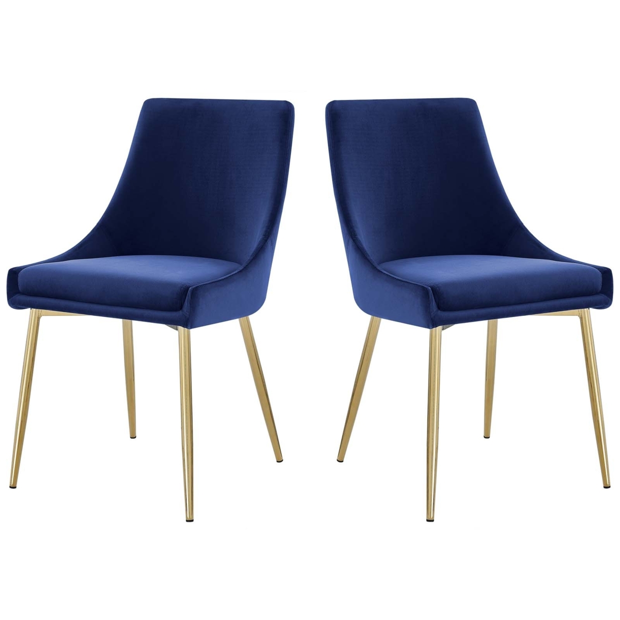 Viscount Performance Velvet Dining Chairs - Set Of 2, Gold Navy