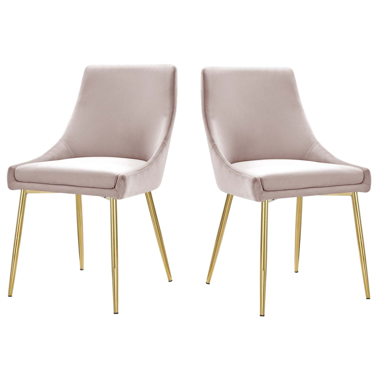 Viscount Performance Velvet Dining Chairs - Set Of 2, Gold Pink