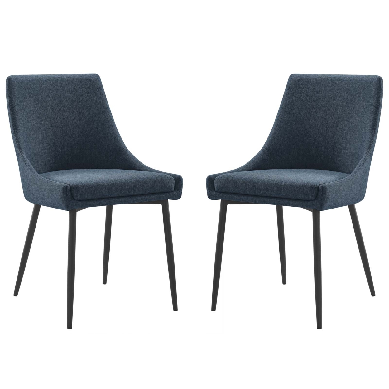 Viscount Upholstered Fabric Dining Chairs - Set Of 2, Black Azure