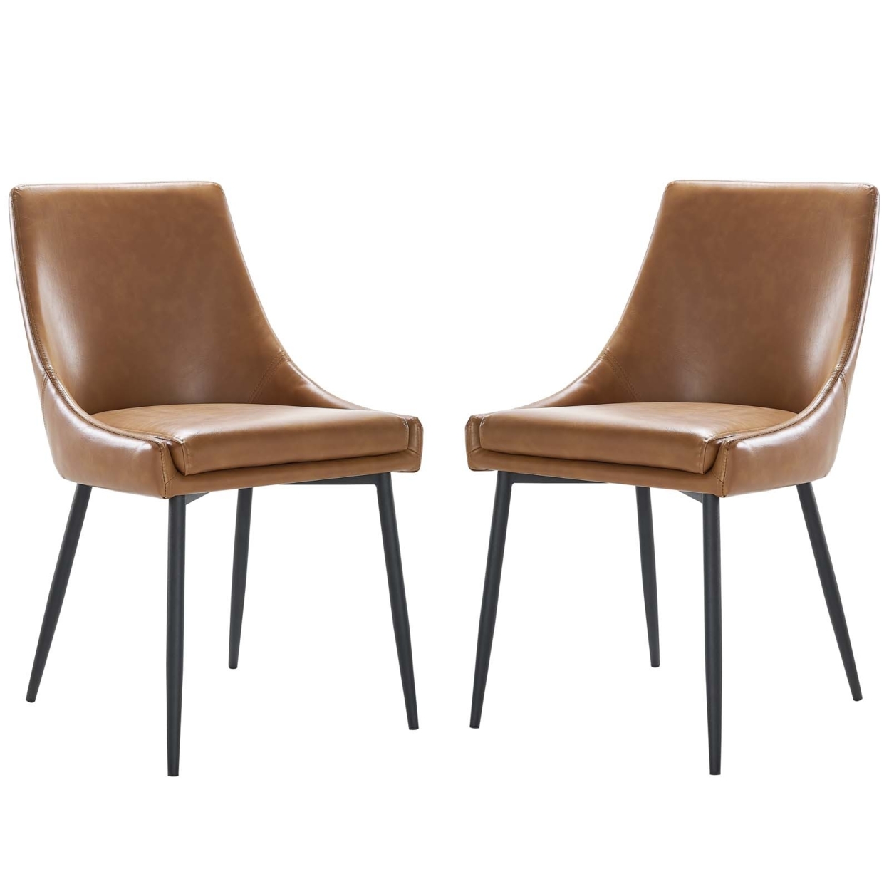 Viscount Vegan Leather Dining Chairs - Set Of 2, Black Tan