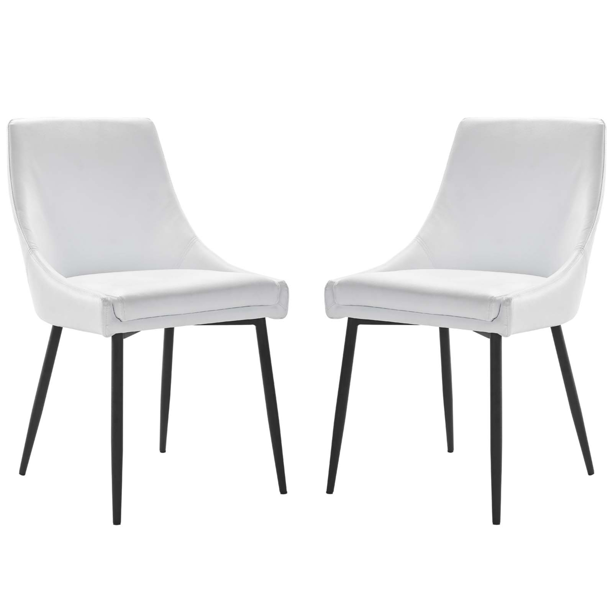 Viscount Vegan Leather Dining Chairs - Set Of 2, Black White