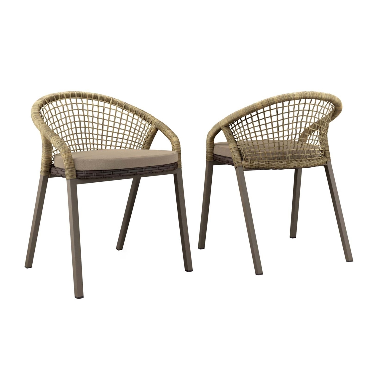 Meadow Outdoor Patio Dining Chairs Set Of 2, Natural Taupe