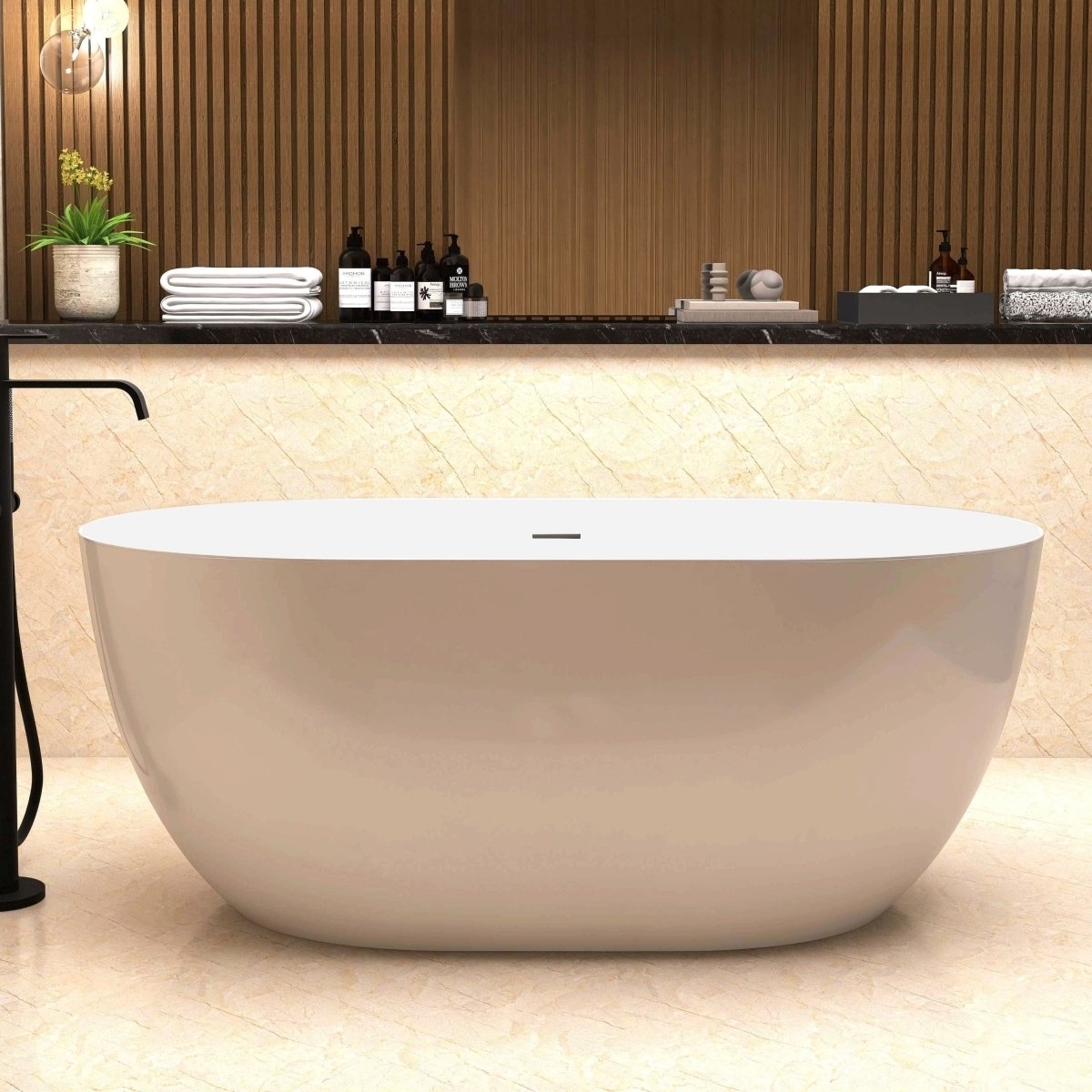 ExBrite 51 Acrylic Adjustable Bathtub With Integrated Slotted Overflow And Chrome Pop-up Drain Anti-clogging Gloss White