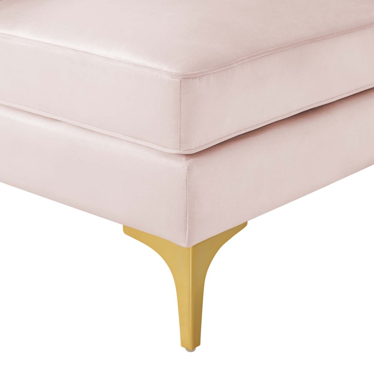Triumph Channel Tufted Performance Velvet Sectional Sofa Corner Chair, Pink