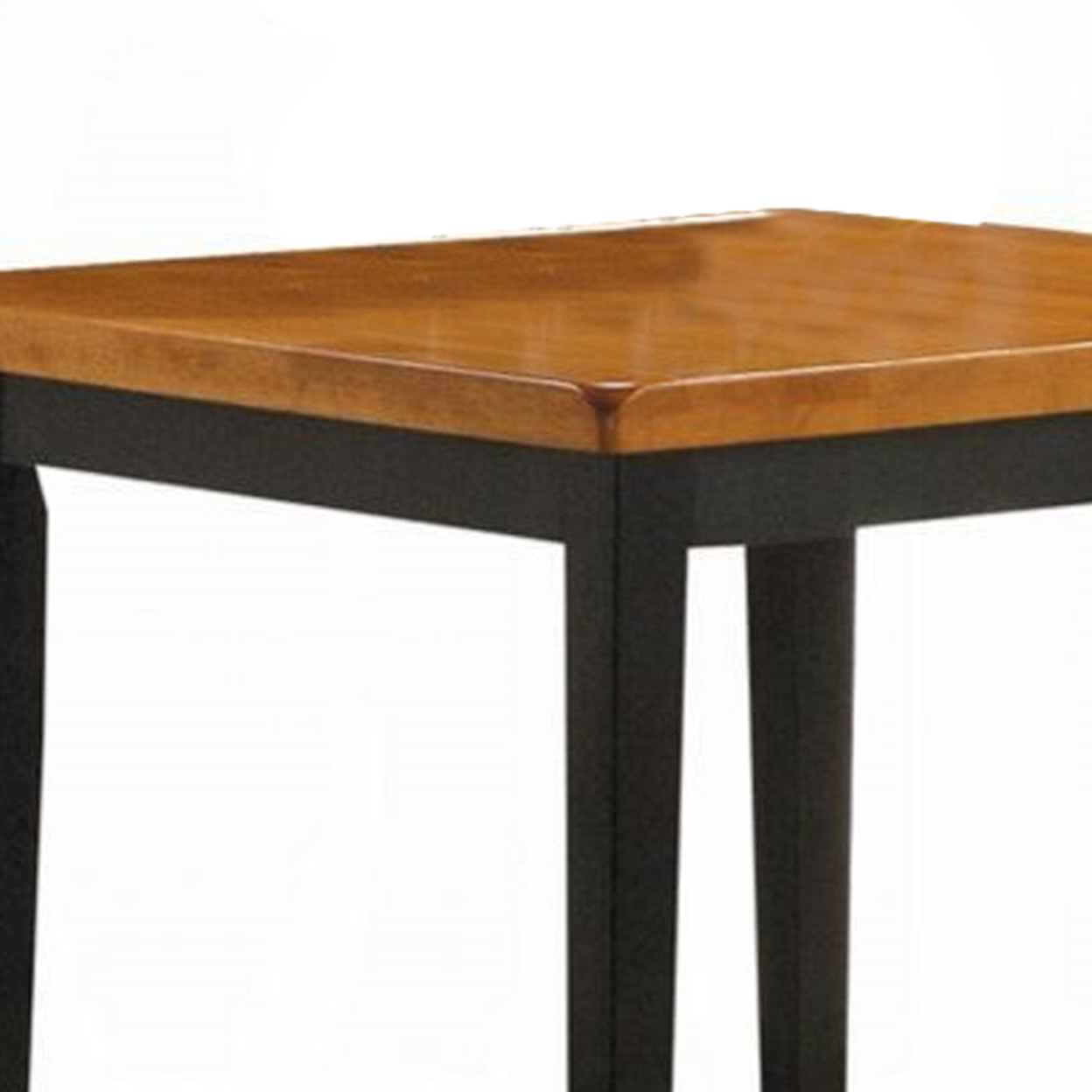 Gael Counter Height Square Dining Table Set, 4 Stools, Wood, Oak, Black- Saltoro Sherpi
