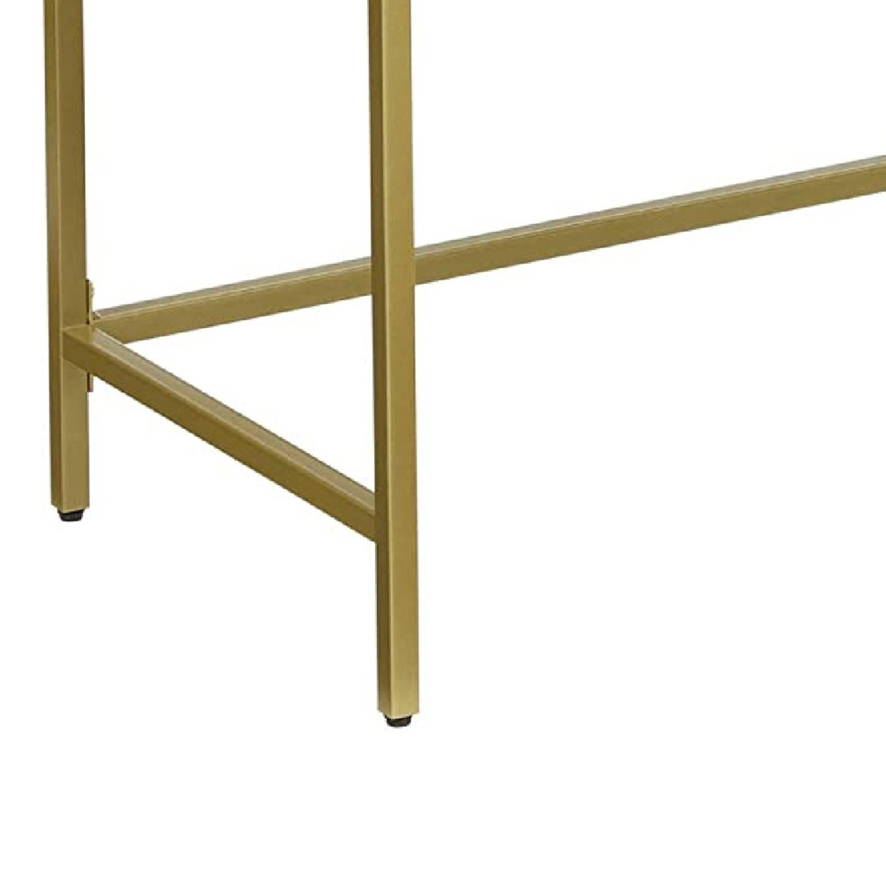 Kin 39 Inch Sofa Console Table, Metal Frame, Tempered Glass Shelves, Gold- Saltoro Sherpi