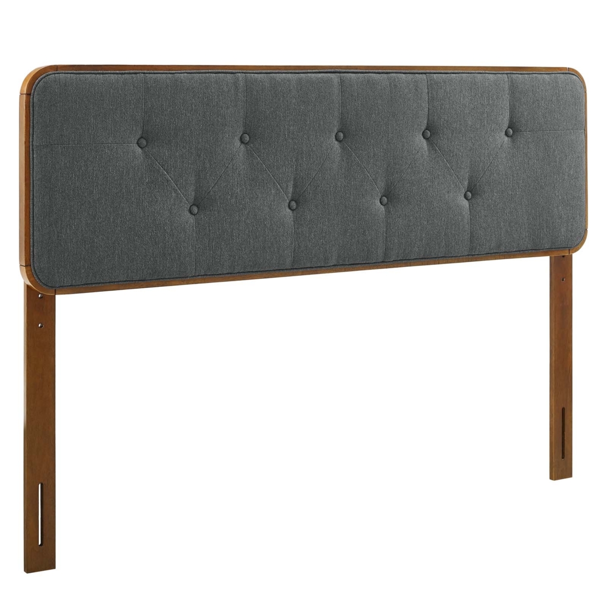 Collins Tufted Queen Fabric And Wood Headboard, Walnut Charcoal