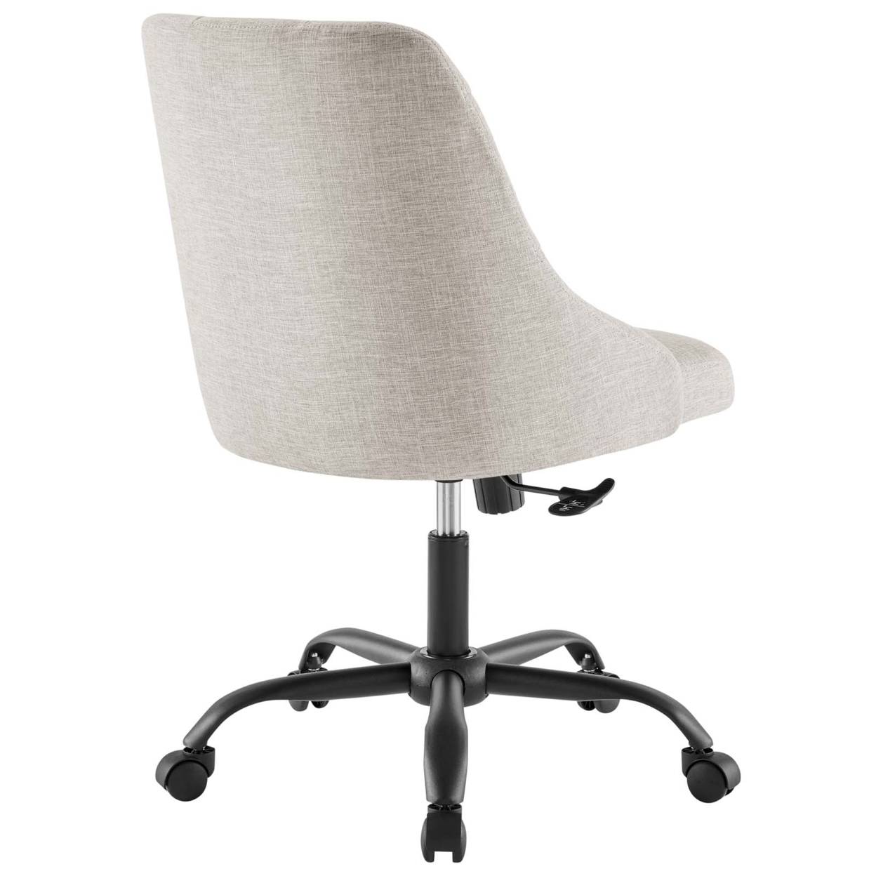 Distinct Tufted Swivel Upholstered Office Chair, Black Beige
