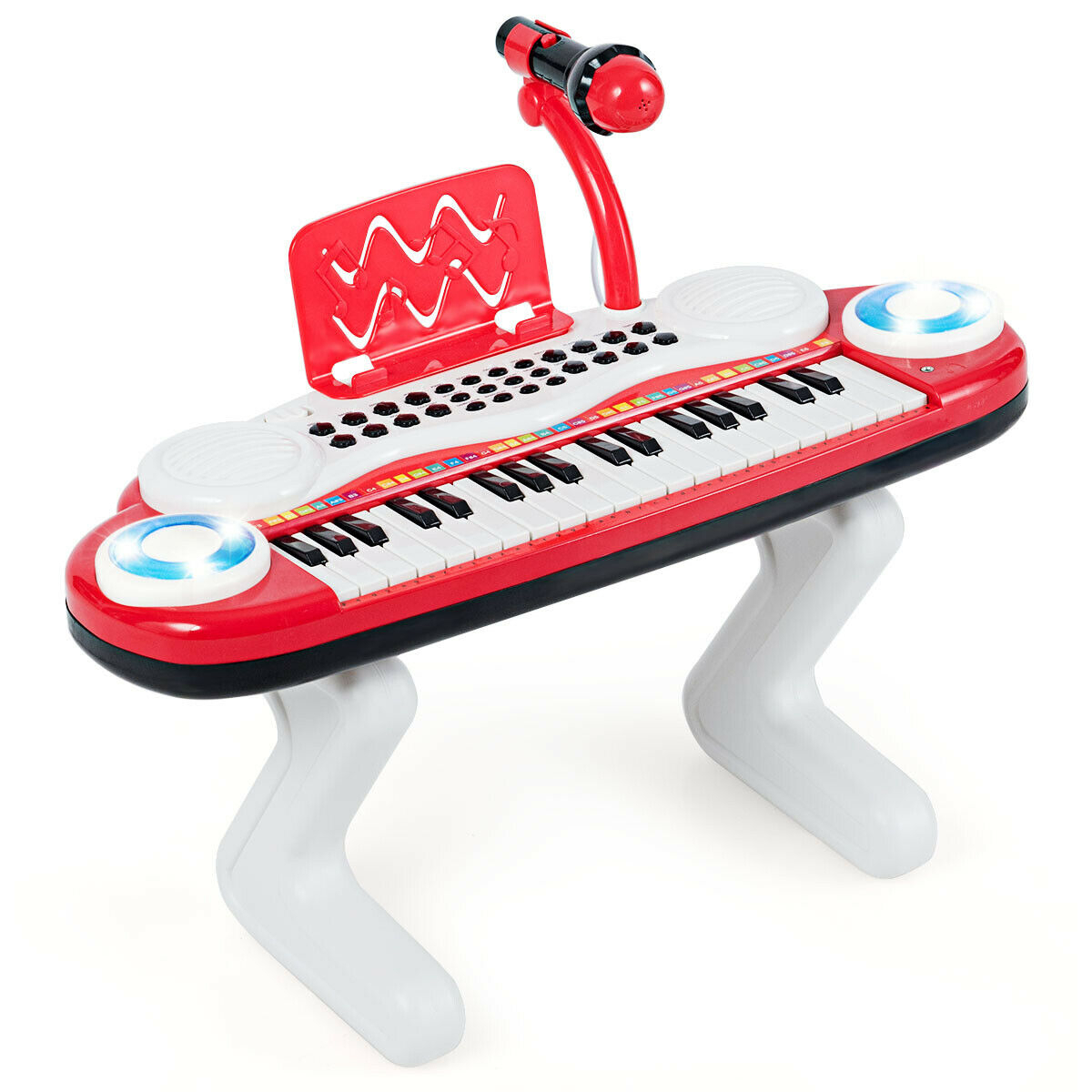 Z-Shaped Kids Toy Keyboard 37-Key Electronic Piano - Red