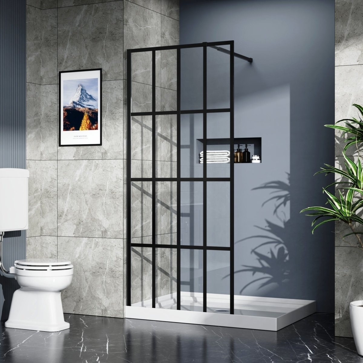 ExBrite 34-35 1 W X 72 H Shower Door Walk-in Black Finish