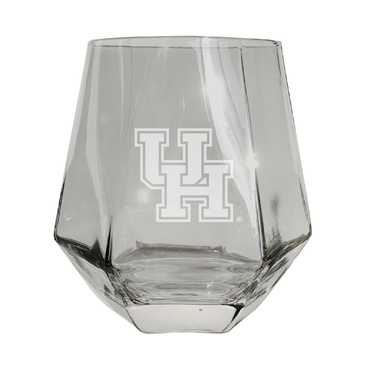 University Of Houston Etched Diamond Cut Stemless 10 Ounce Wine Glass Clear