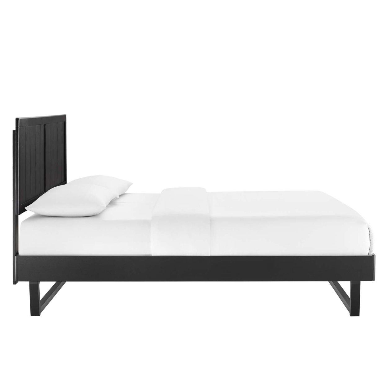 Alana Queen Wood Platform Bed With Angular Frame, Black