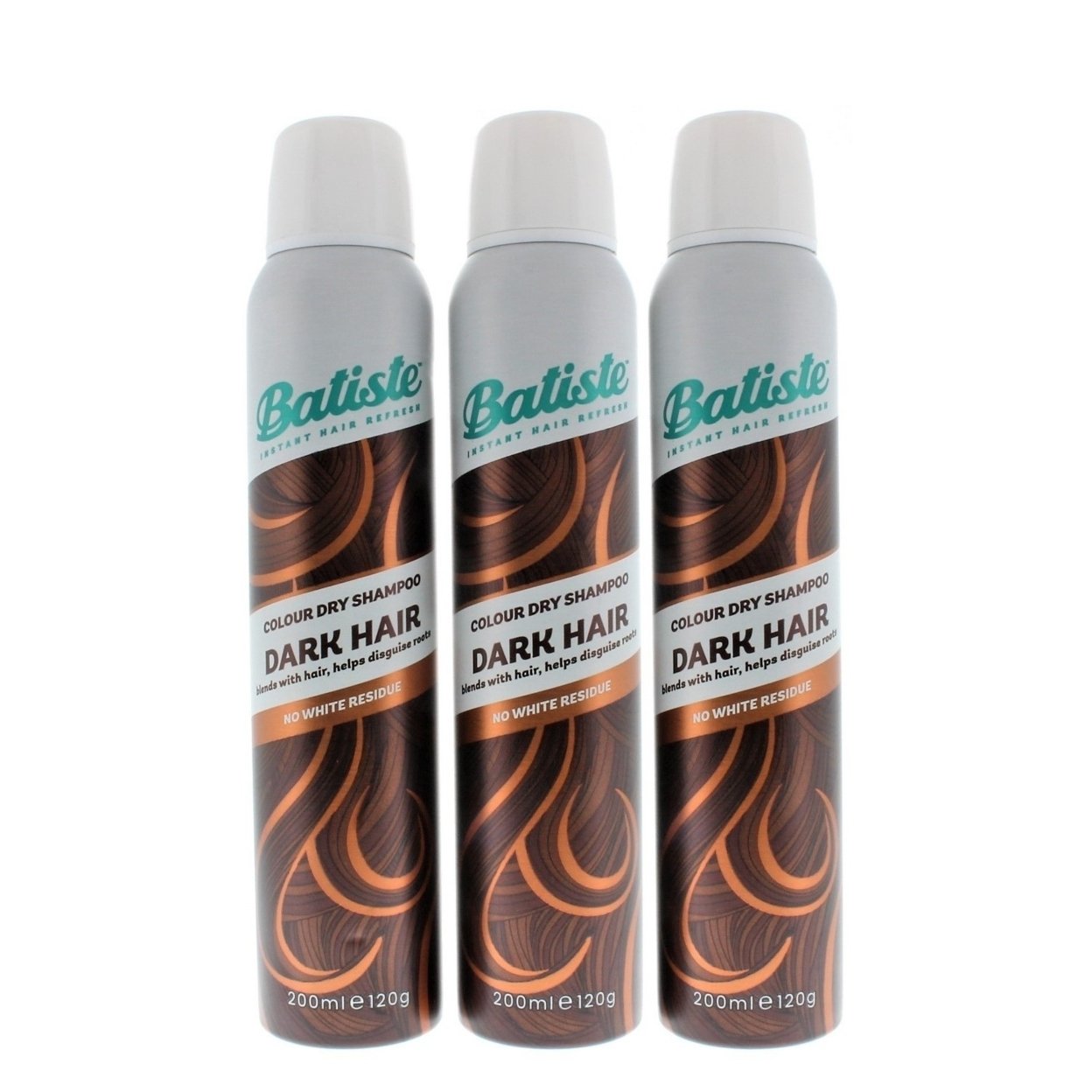 Batiste Instant Hair Refresh Colour Dry Shampoo Dark Hair 200ml/120g (3 PACK)