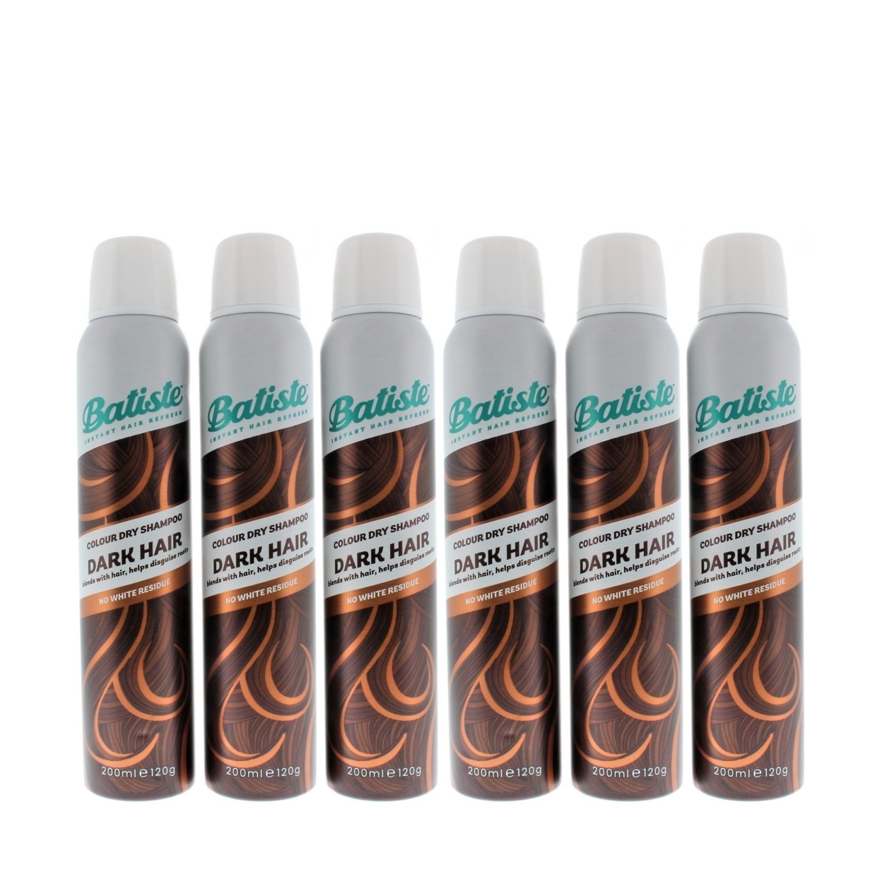 Batiste Instant Hair Refresh Colour Dry Shampoo Dark Hair 200ml/120g (6 PACK)