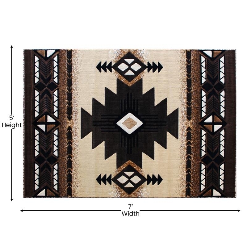 Mohave Collection 5' X 7' Brown Traditional Southwestern Style Area Rug - Olefin Fibers With Jute Backing