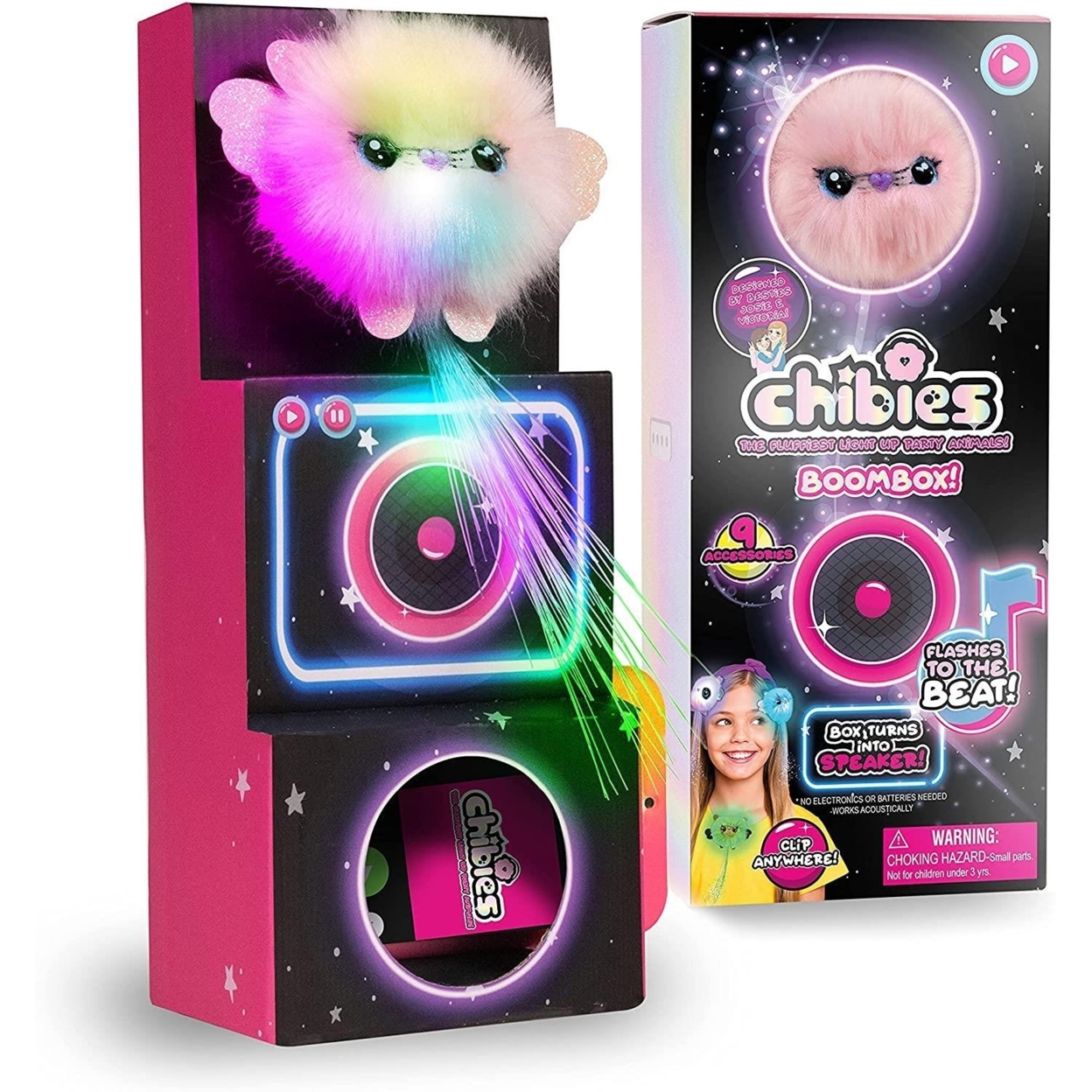 Chibies Boom Box Mysty Pink Mouse Interactive With Music Glows Lights WOW! Stuff