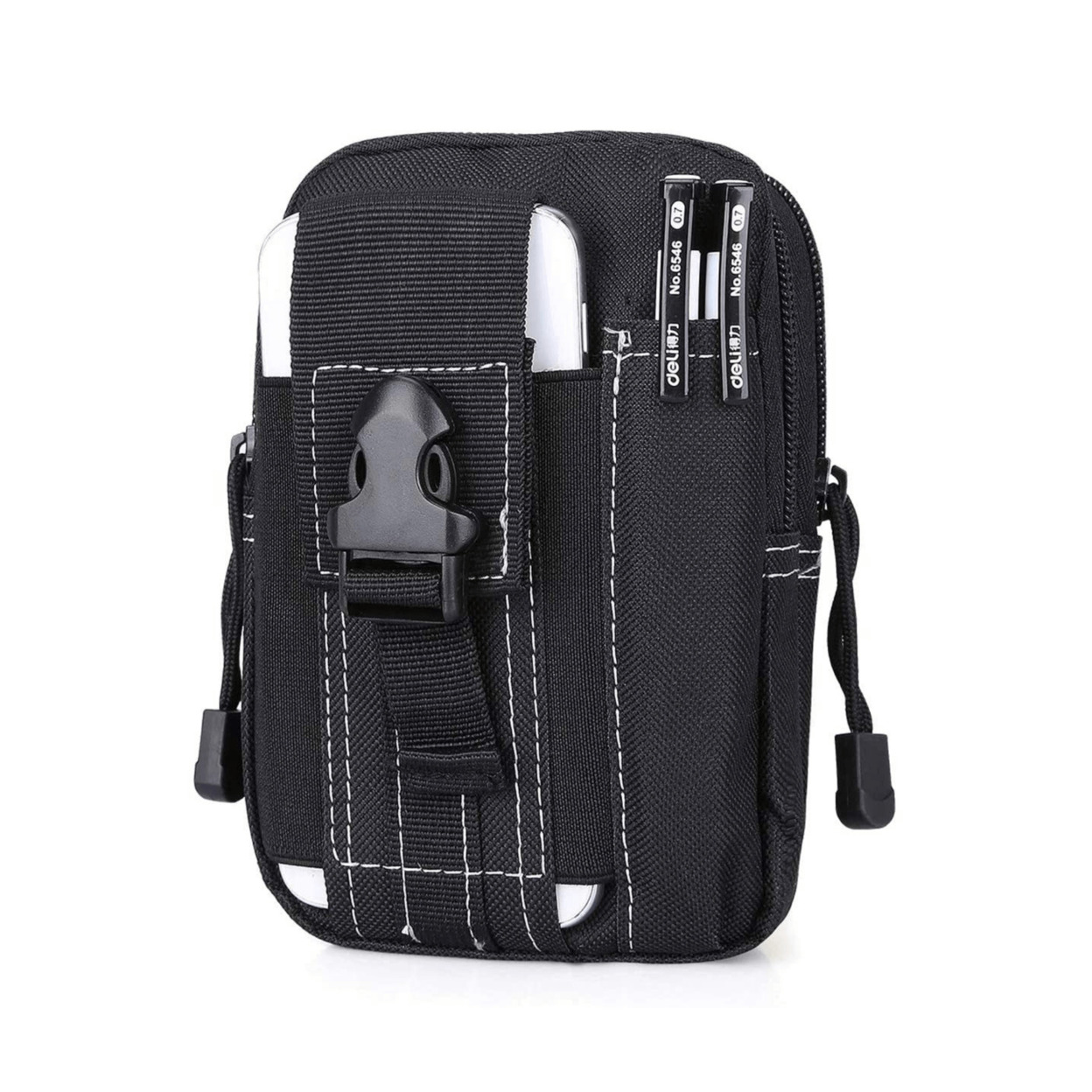 Tactical MOLLE Pouch & Waist Bag For Hiking & Outdoor Activities - Black/White