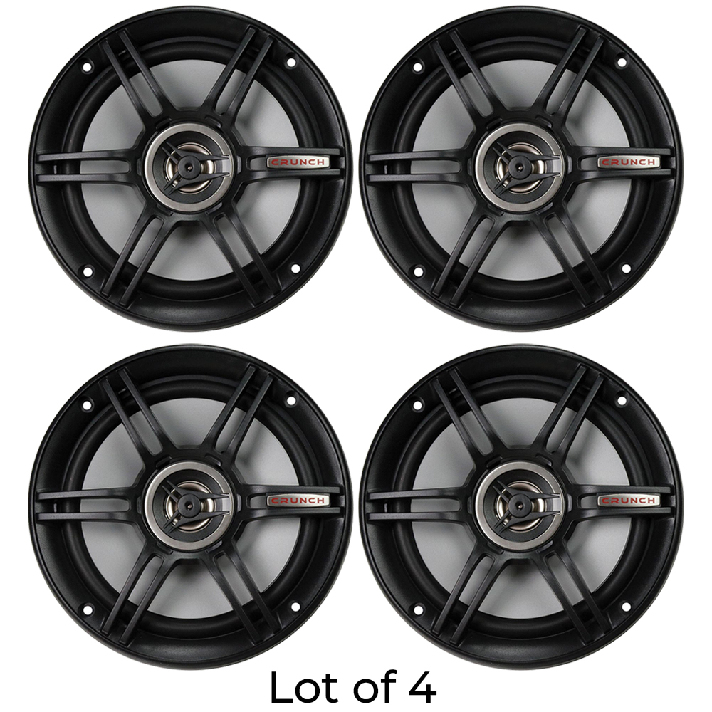 (Pack Of 4) Crunch CS65CXS Full Range 3-Way Shallow Mount Car Speaker, 6.5 , Black