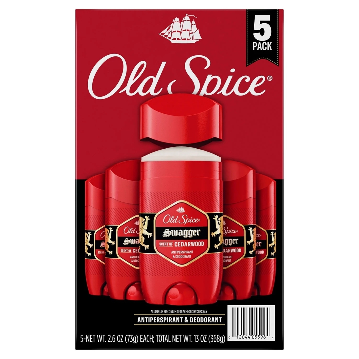Old Spice Swagger Antiperspirant & Deodorant For Men, 2.6 Ounce (Pack Of 5)
