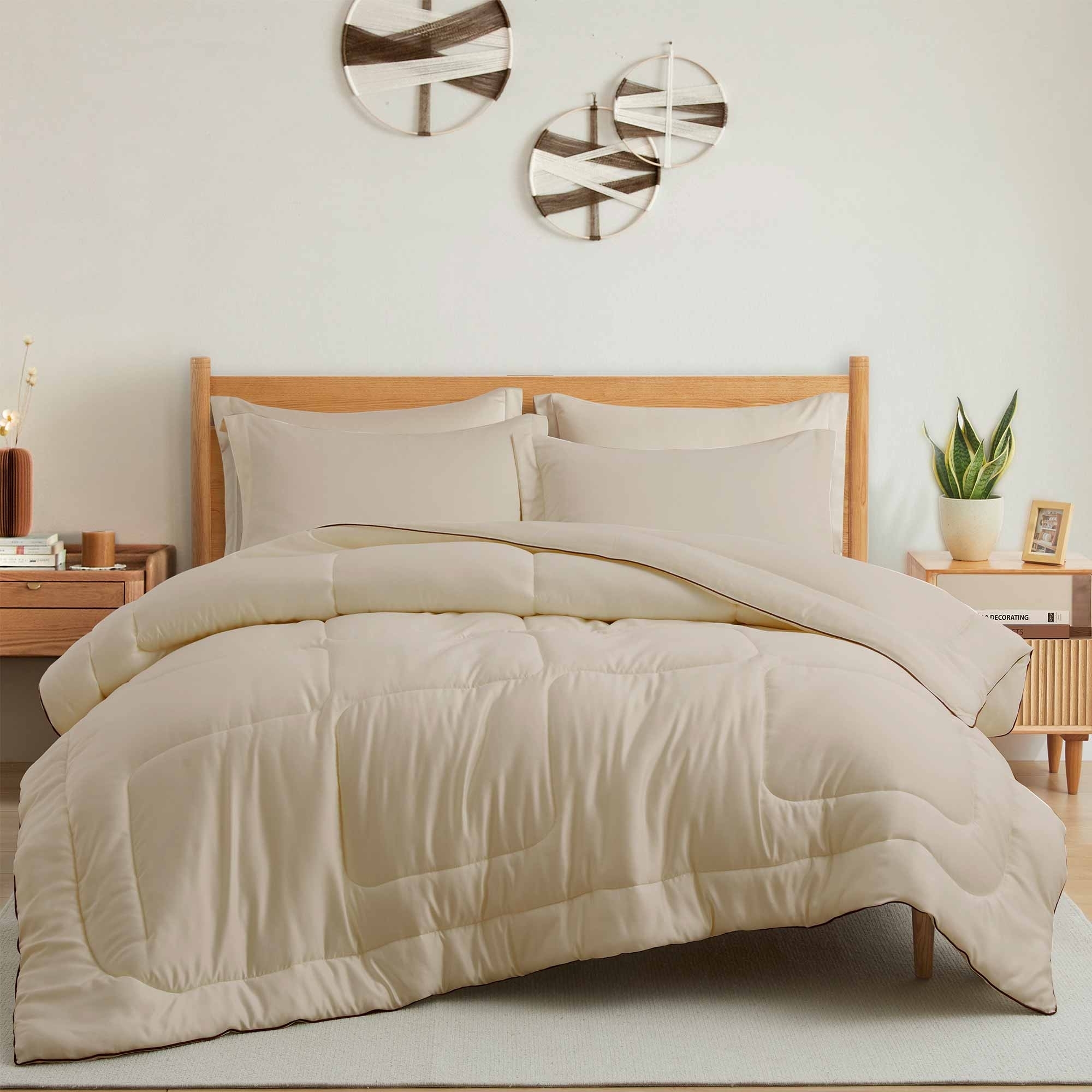 All Season Satin Down Alternative Comforter Set With Pillow Shams - Navy, Full/Queen