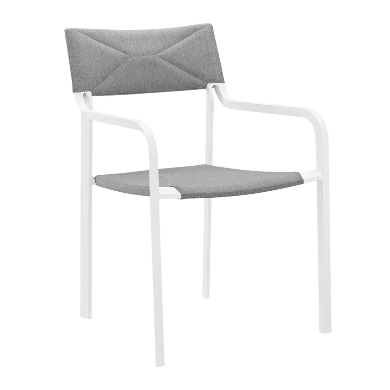 Raleigh Stackable Outdoor Patio Aluminum Dining Armchair, White Gray