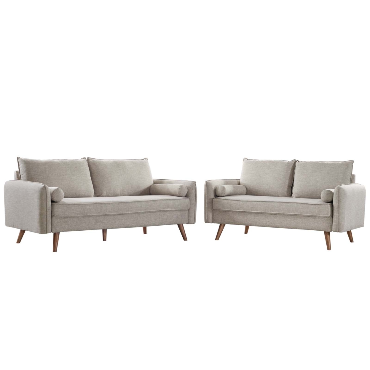 Revive Upholstered Fabric Sofa And Loveseat Set, Beige