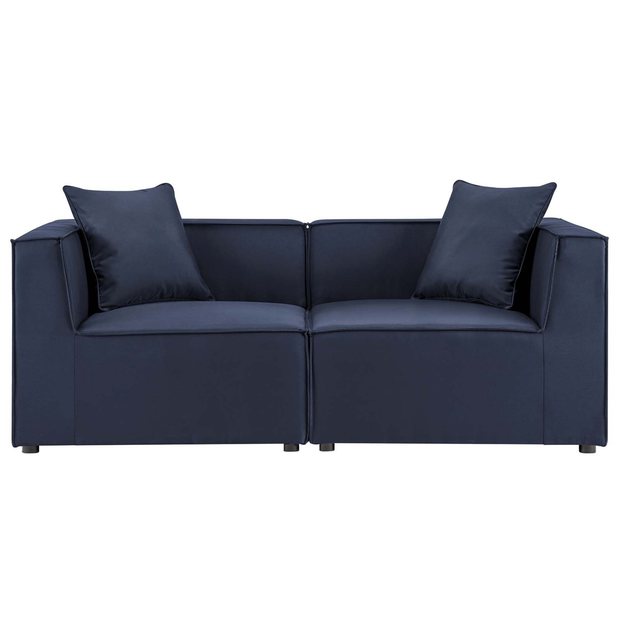 Saybrook Outdoor Patio Upholstered 2-Piece Sectional Sofa Loveseat, Navy