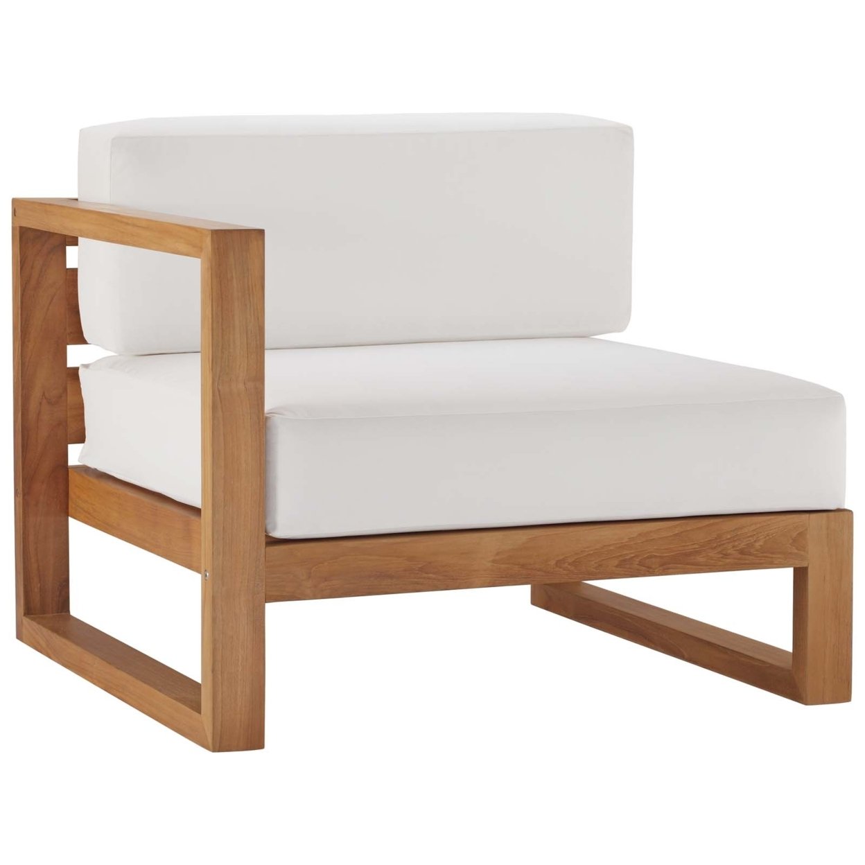 Upland Outdoor Patio Teak Wood Left-Arm Chair, Natural White