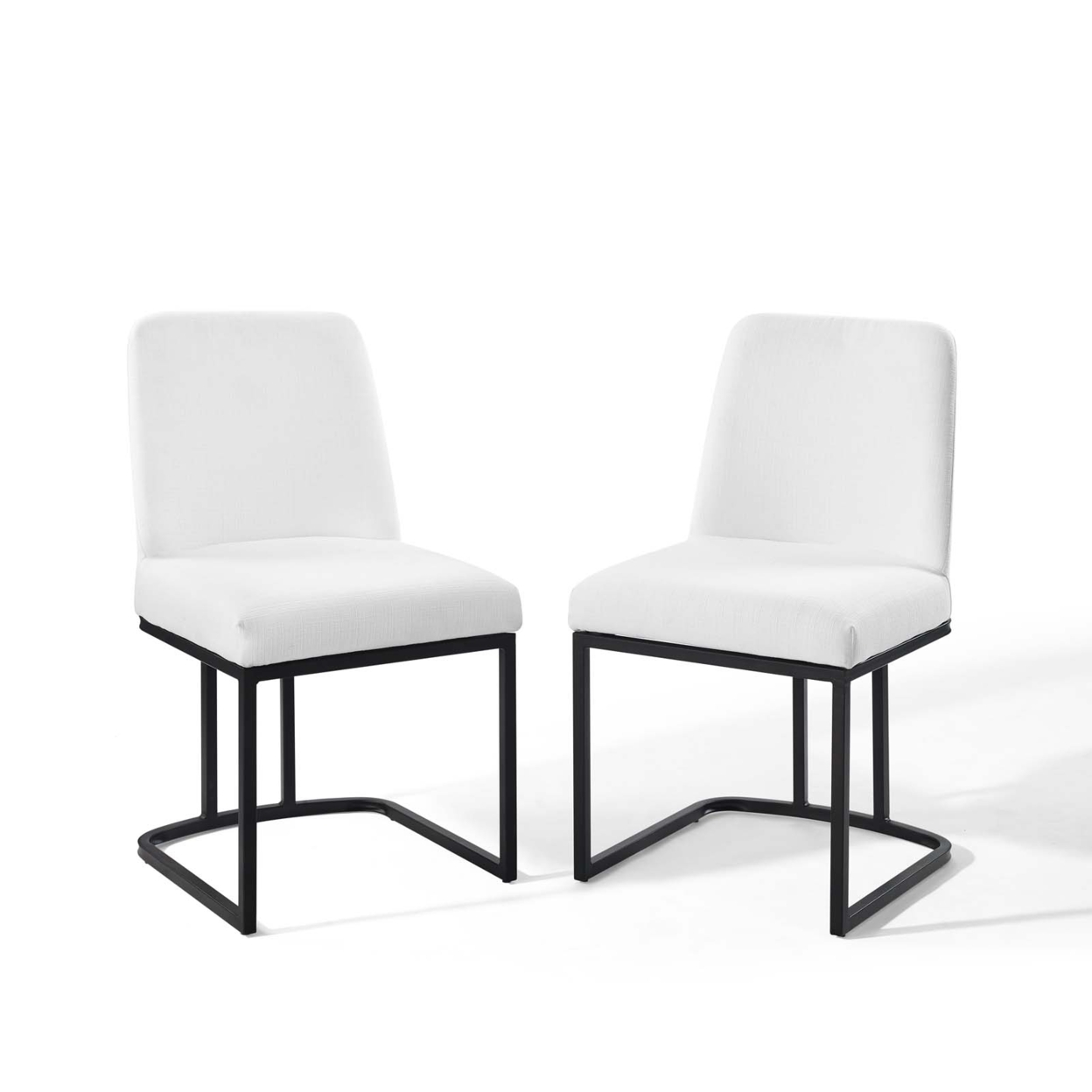 Amplify Sled Base Upholstered Fabric Dining Chairs - Set Of 2, Black White