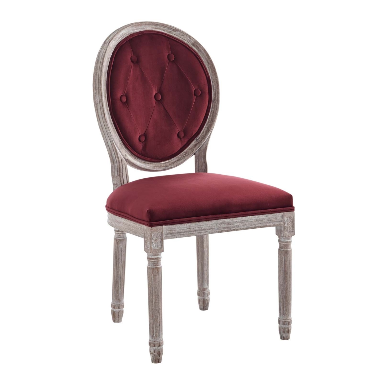 Arise Vintage French Performance Velvet Dining Side Chair, Natural Maroon