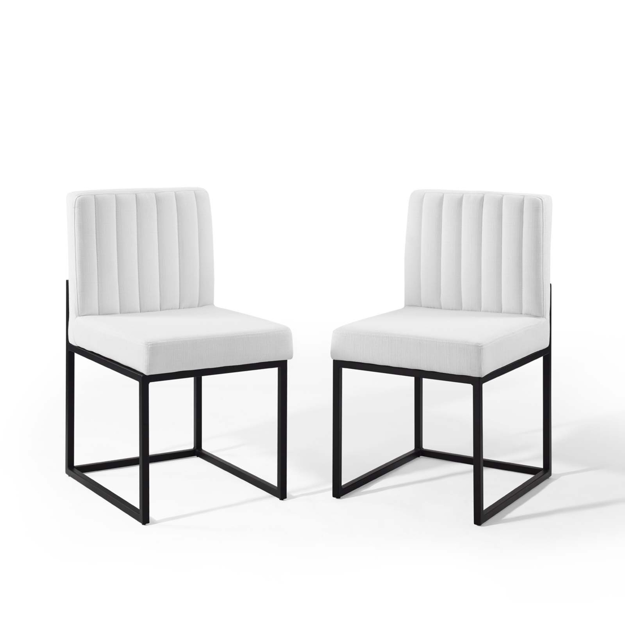 Carriage Dining Chair Upholstered Fabric Set Of 2, Black White
