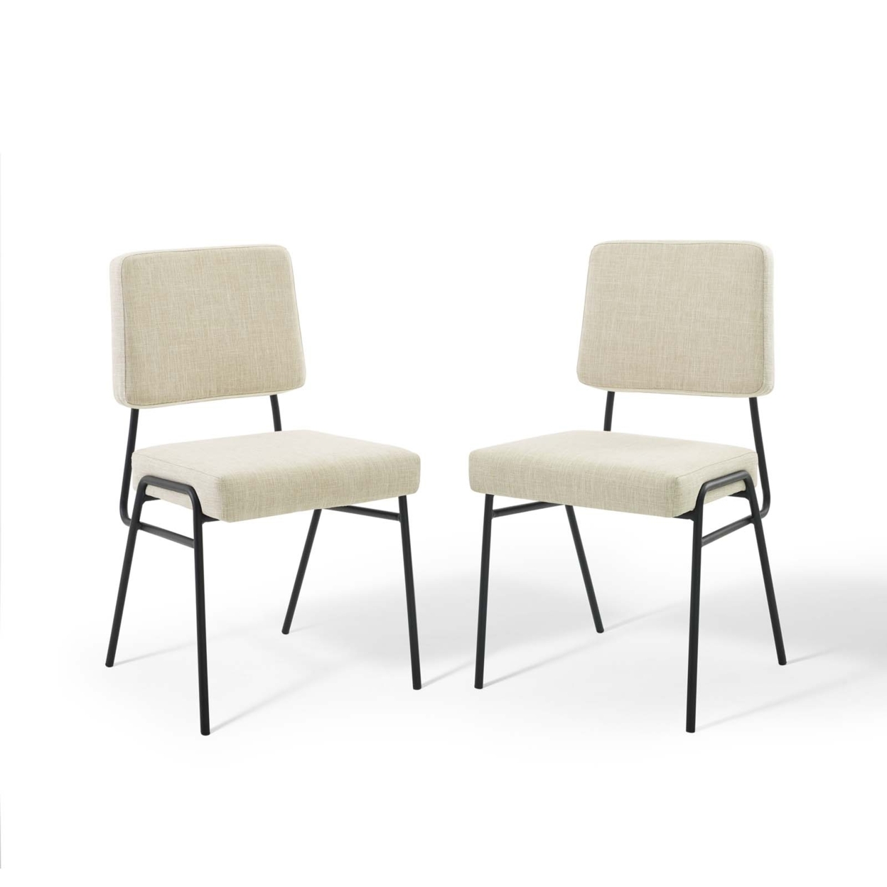 Craft Dining Side Chair Upholstered Fabric Set Of 2, Black Beige
