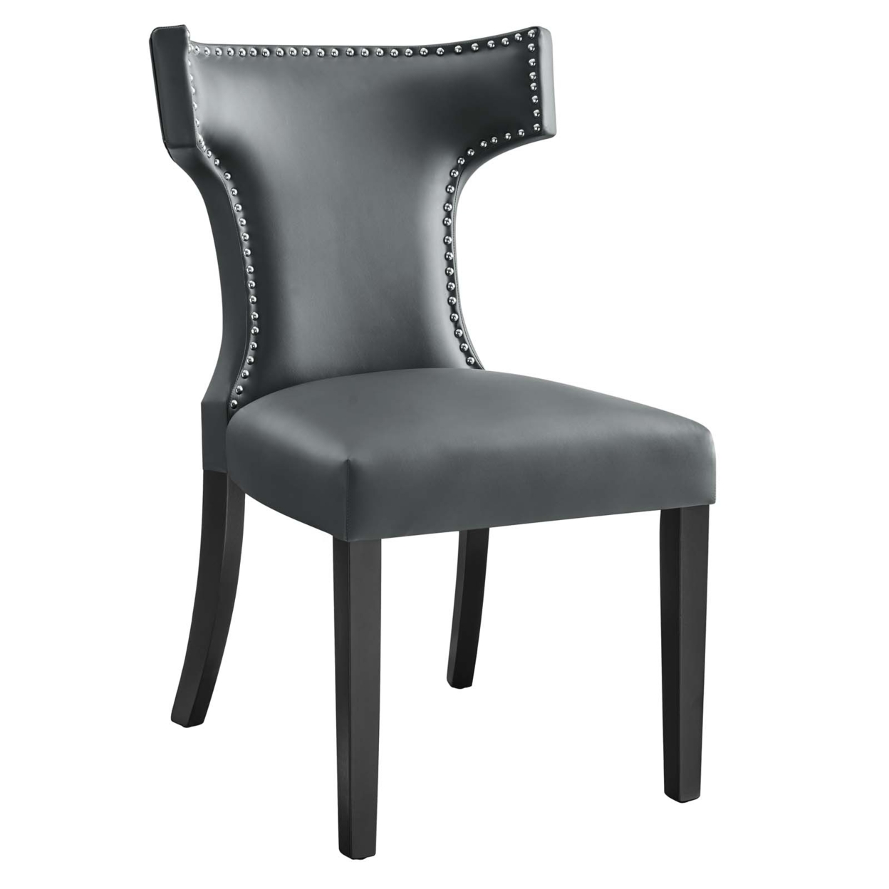 Curve Vegan Leather Dining Chair, Gray