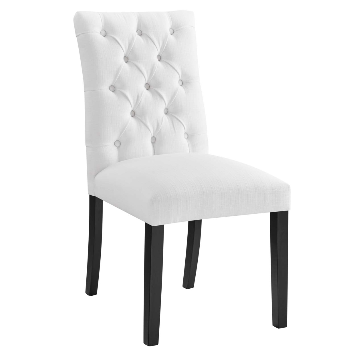Duchess Button Tufted Fabric Dining Chair, White