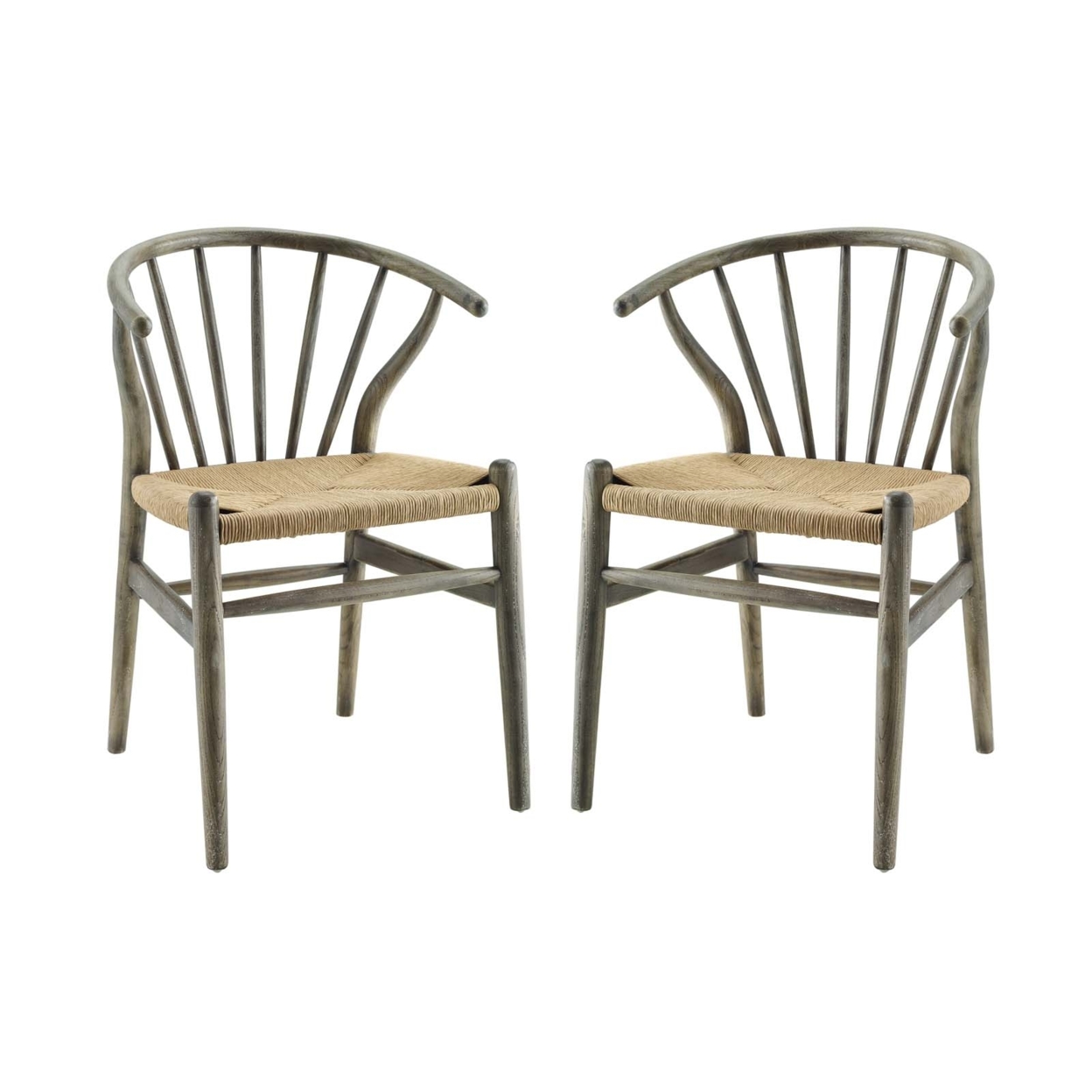 Flourish Spindle Wood Dining Side Chair Set Of 2, Gray