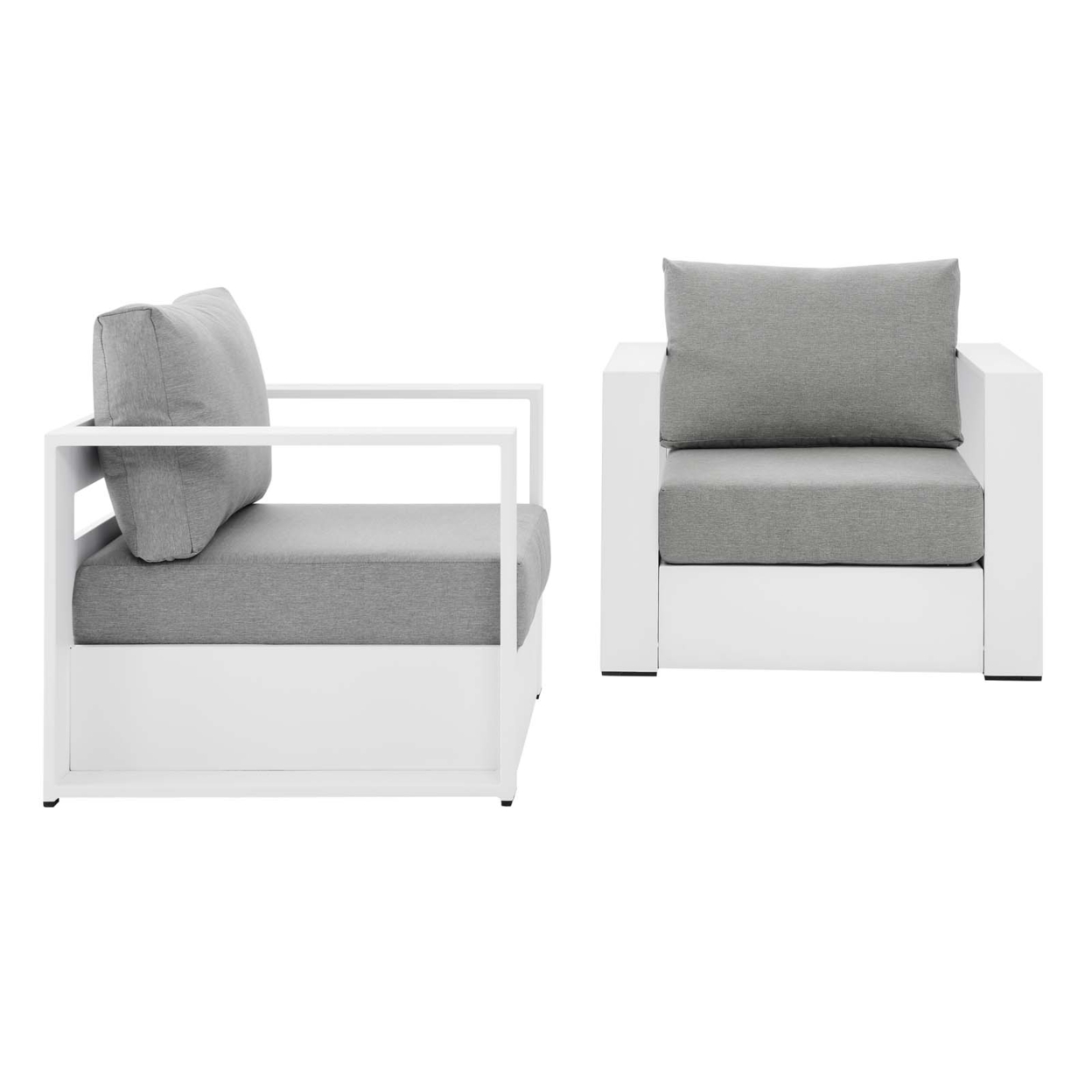 Tahoe Outdoor Patio Powder-Coated Aluminum 2-Piece Armchair Set, White Gray