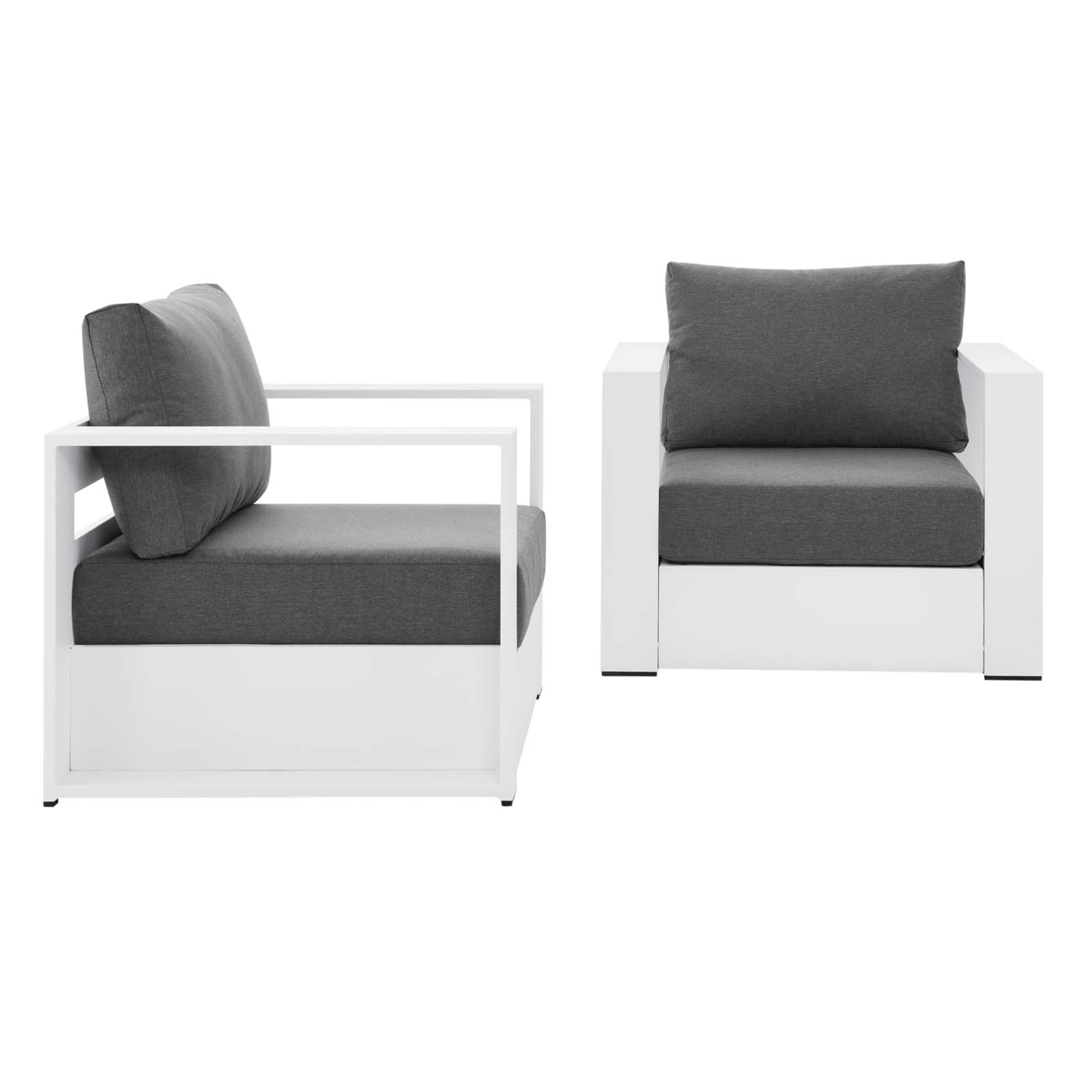 Tahoe Outdoor Patio Powder-Coated Aluminum 2-Piece Armchair Set, White Charcoal