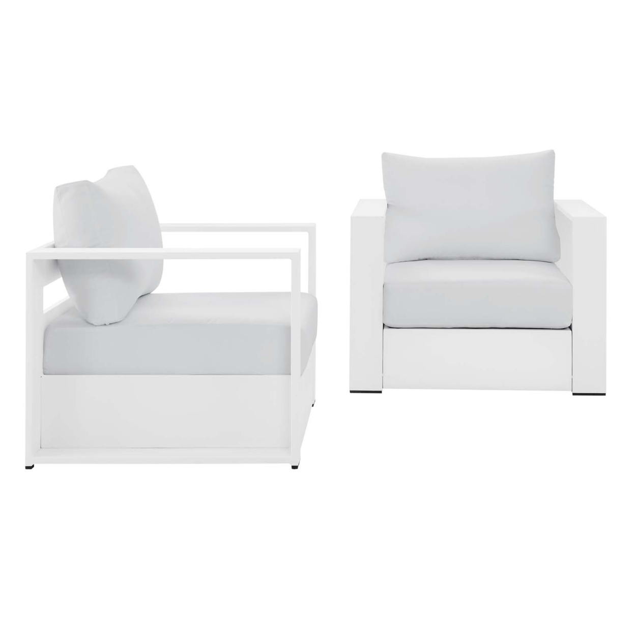 Tahoe Outdoor Patio Powder-Coated Aluminum 2-Piece Armchair Set, White White