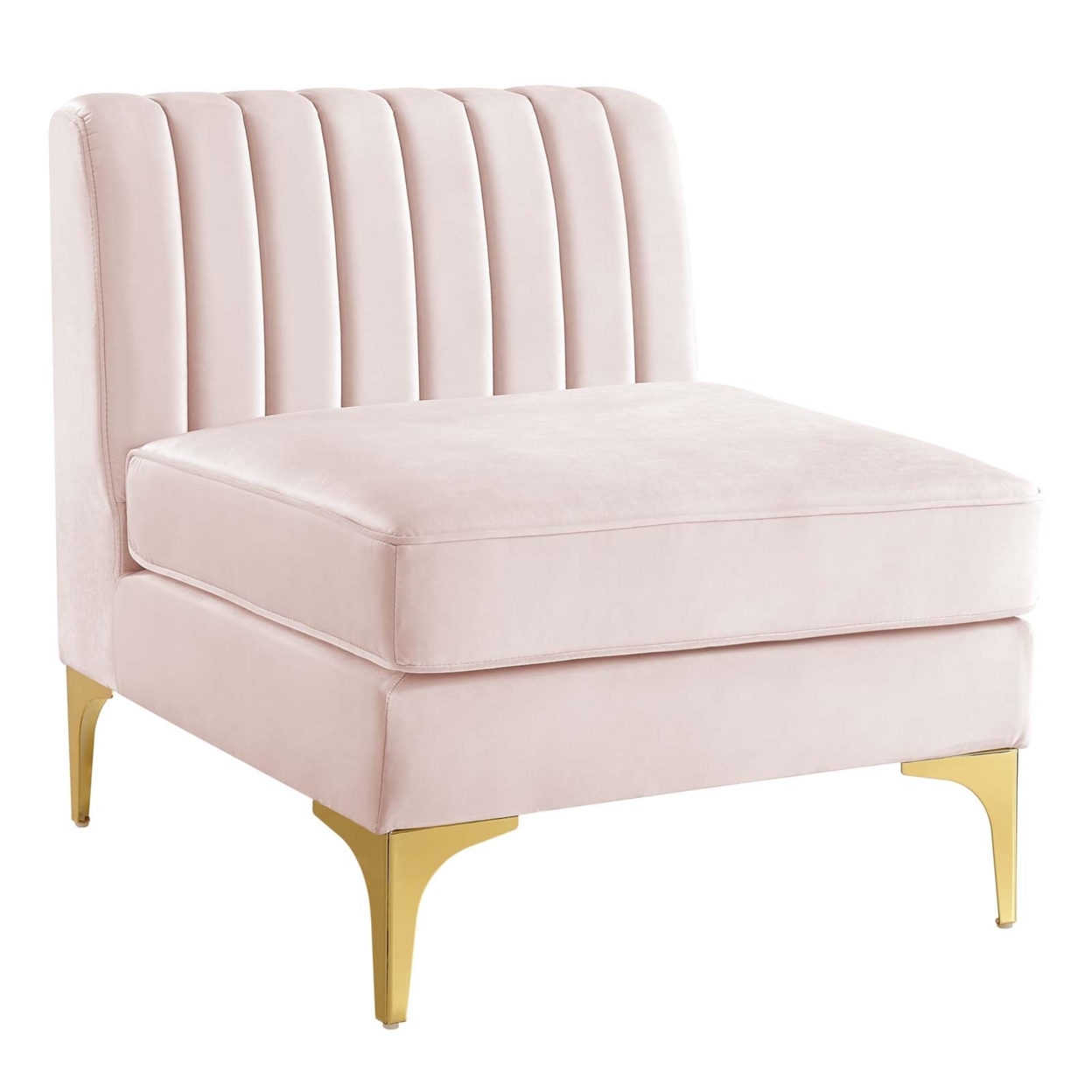 Triumph Channel Tufted Performance Velvet Armless Chair, Pink