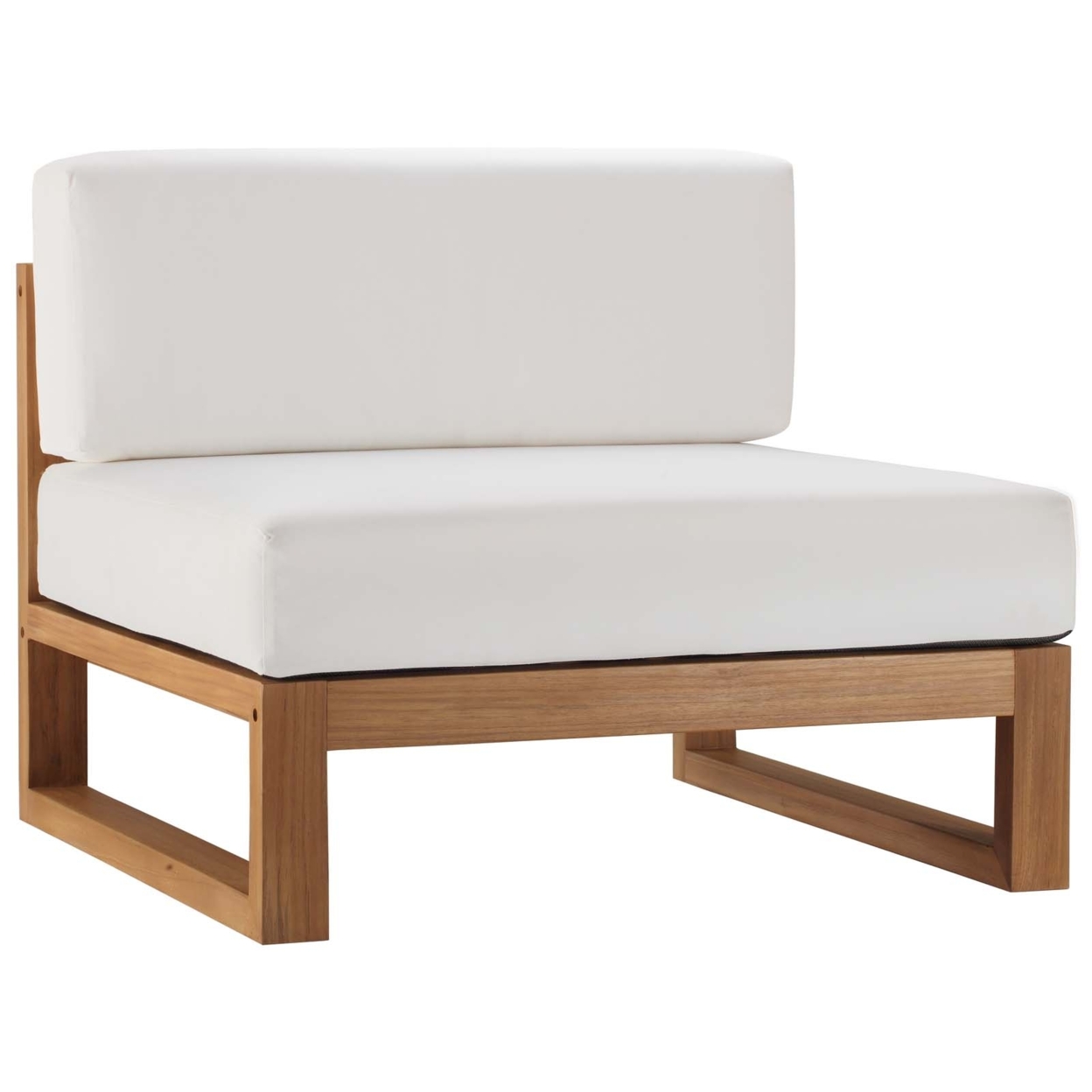 Upland Outdoor Patio Teak Wood Armless Chair, Natural White